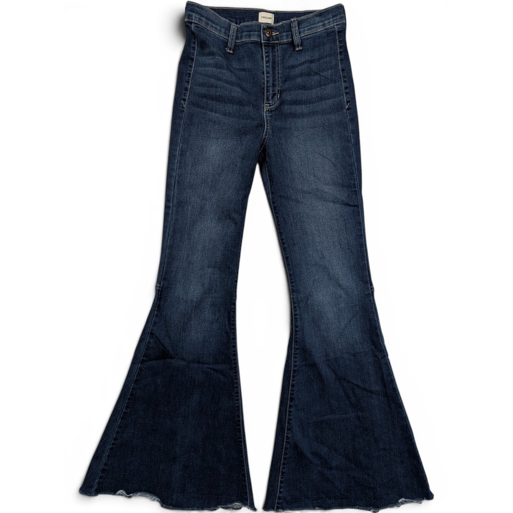 Sneak Peek Womens Jeans 7 / 28 High Rise Extreme Bell Bottom Flare Blue